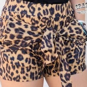 Cheetah shorts with Black bow tank